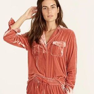 J Crew Velvet Patch-pocket Popover Shirt Burnished Barn Small